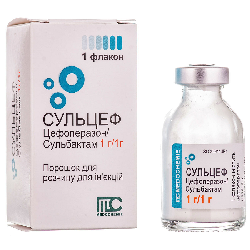 Сульцеф пор. д/р-ну д/ін. 1г/1г фл. №1